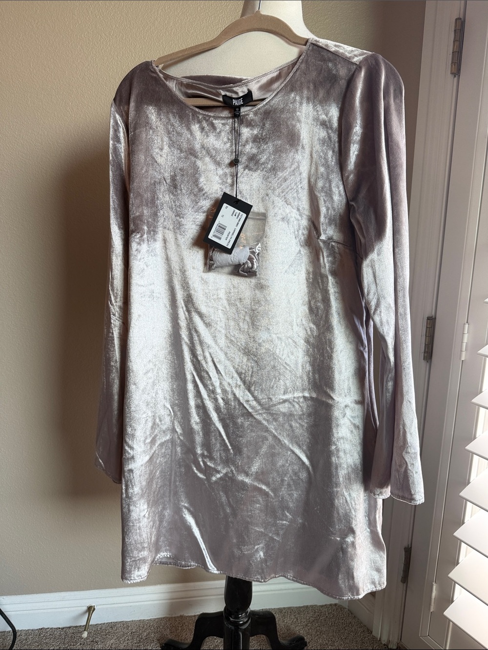 PAIGE Silver-Lilac Metallic Velvet Shift